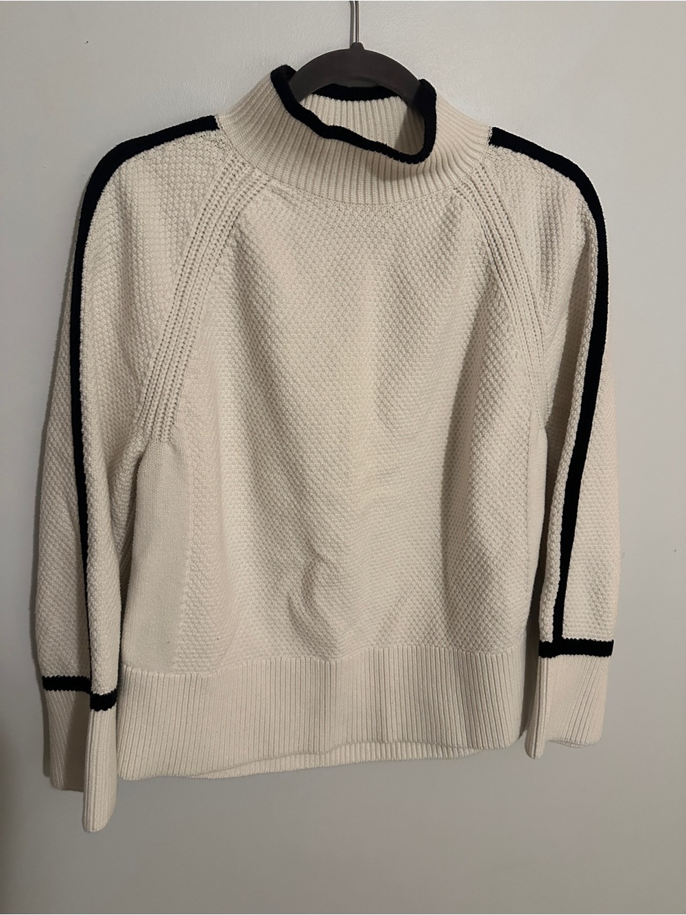 Ann Taylor White Sweater with Black Trim